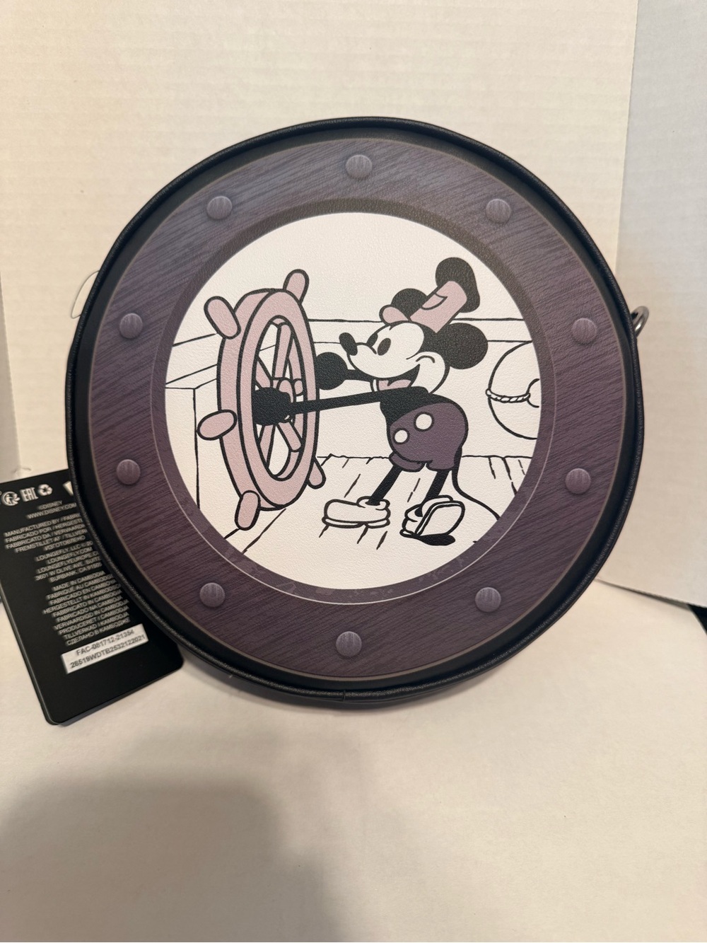 Loungefly Disney Steamboat Willie Mickey Porthole Round Crossbody Bag